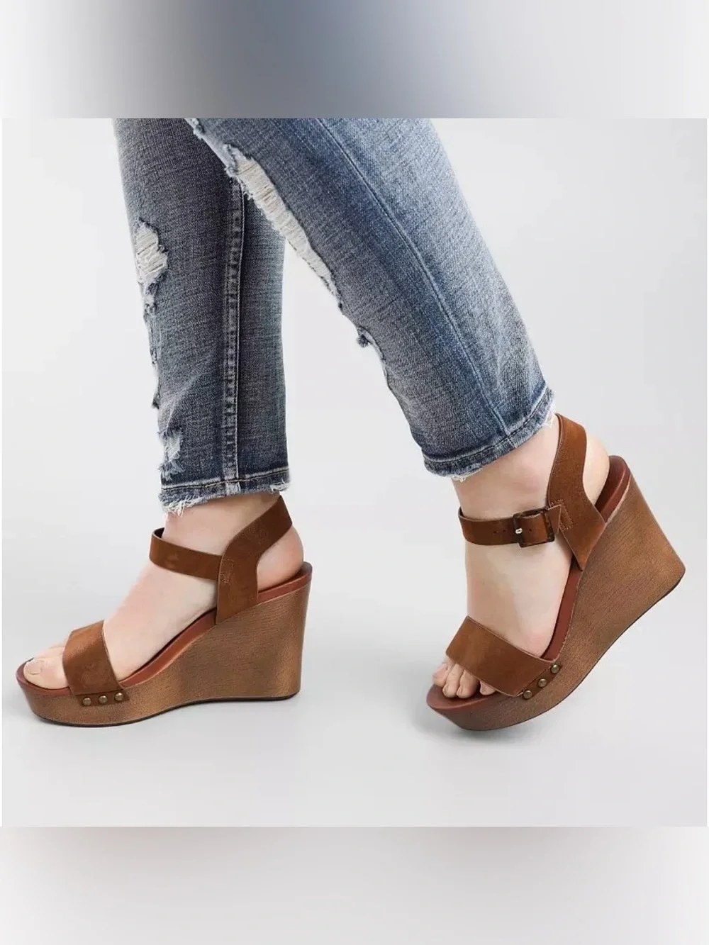 Mia Platform Wedge Sandals with Ankle Strap Sz 8.5
